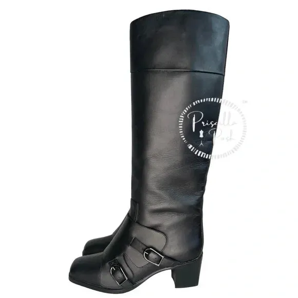 NEW Christian Louboutin Black Riding Boots Knee High Riding Boots 39