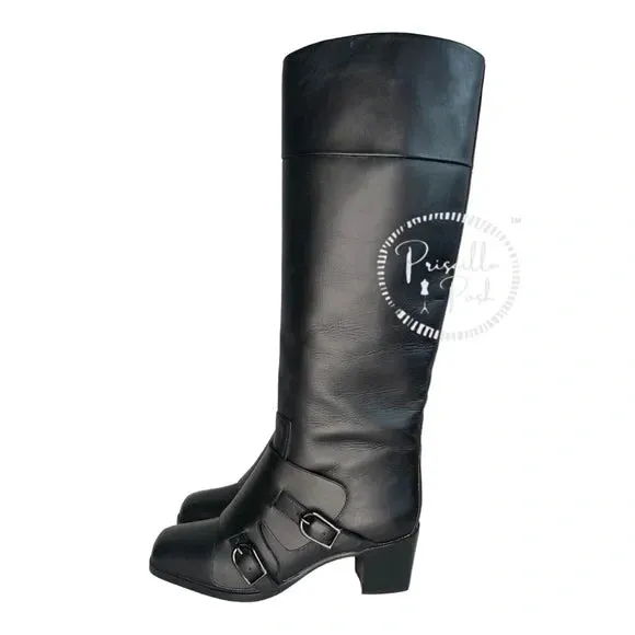 NEW Christian Louboutin Black Riding Boots Knee High Riding Boots 39