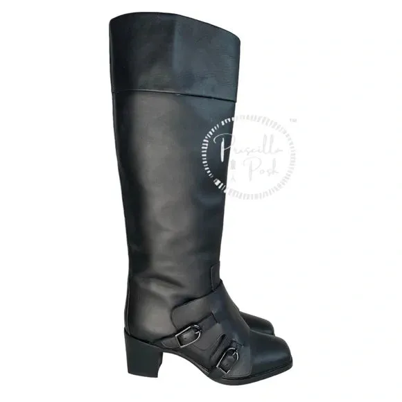 NEW Christian Louboutin Black Riding Boots Knee High Riding Boots 39