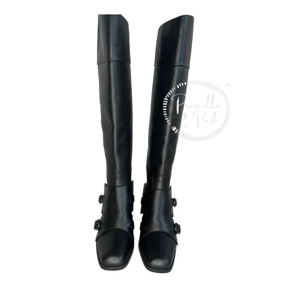 NEW Christian Louboutin Black Riding Boots Knee High Riding Boots 39