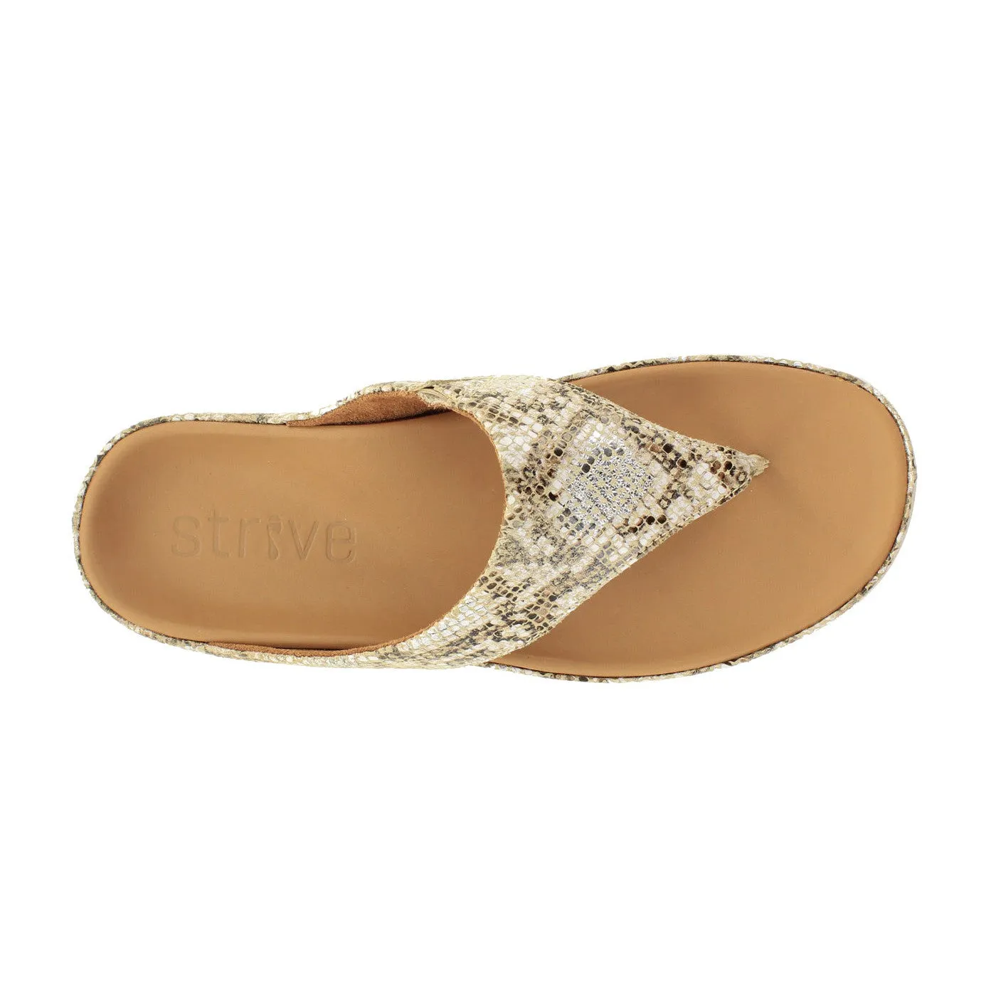 Strive Maui Ladies Snake Glamour Leather Arch Support Toe Post Sandals