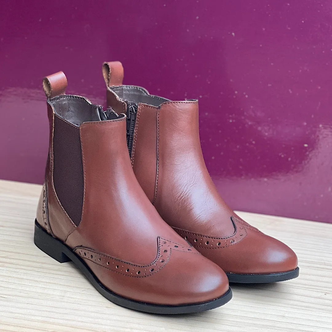 Tan Leather Chelsea Style Ankle Boots