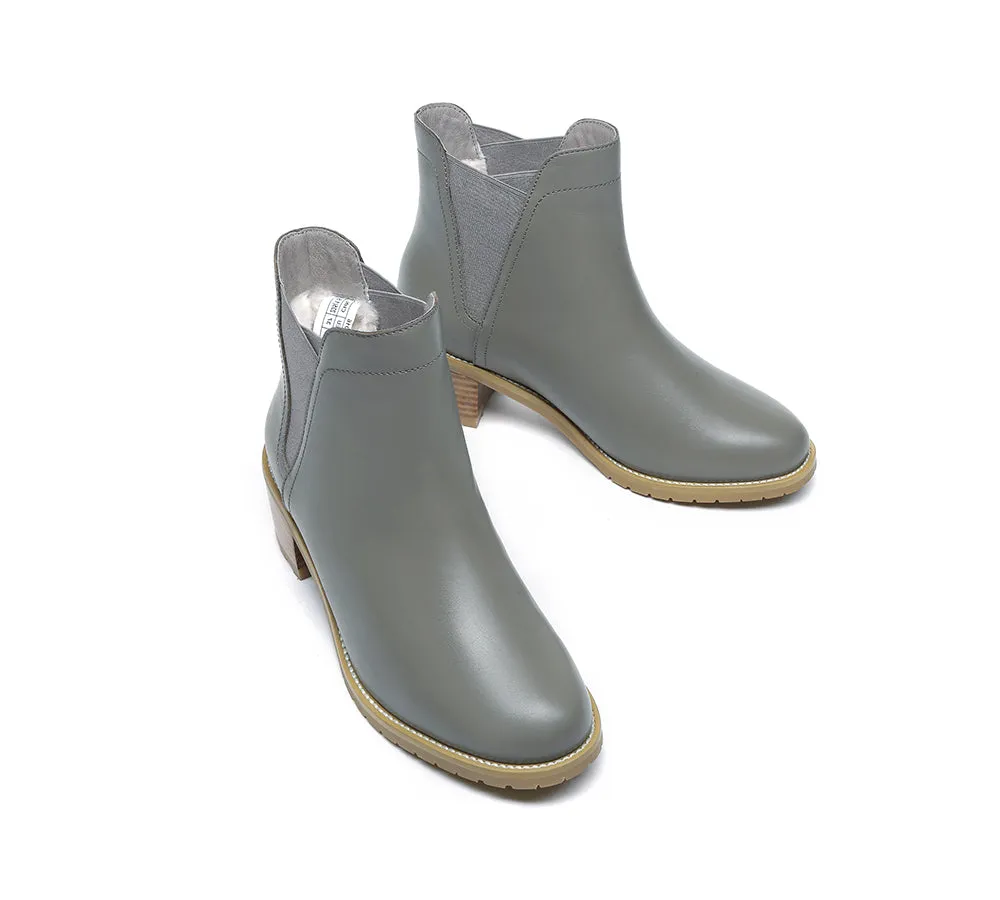 Women Leather Heels Boots Chelsea