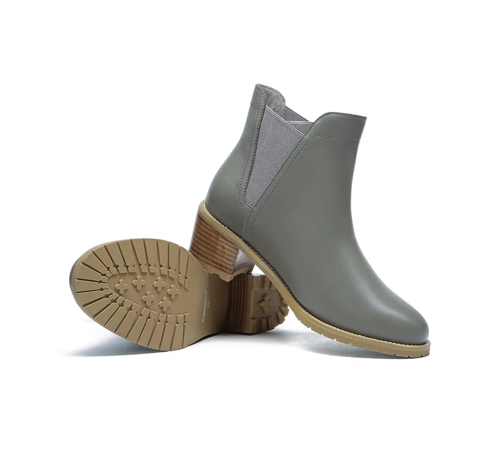 Women Leather Heels Boots Chelsea