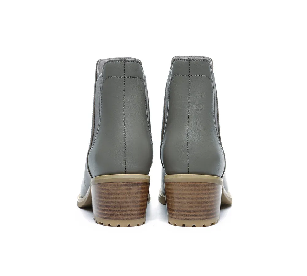 Women Leather Heels Boots Chelsea