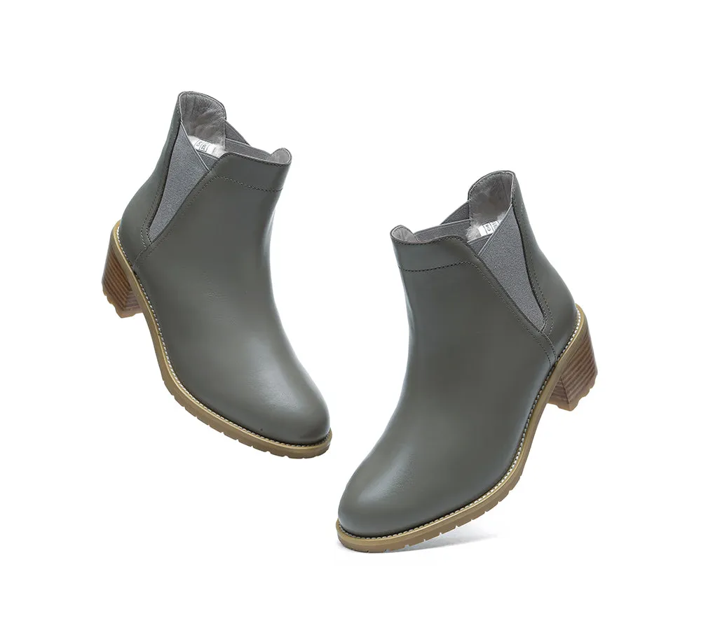 Women Leather Heels Boots Chelsea
