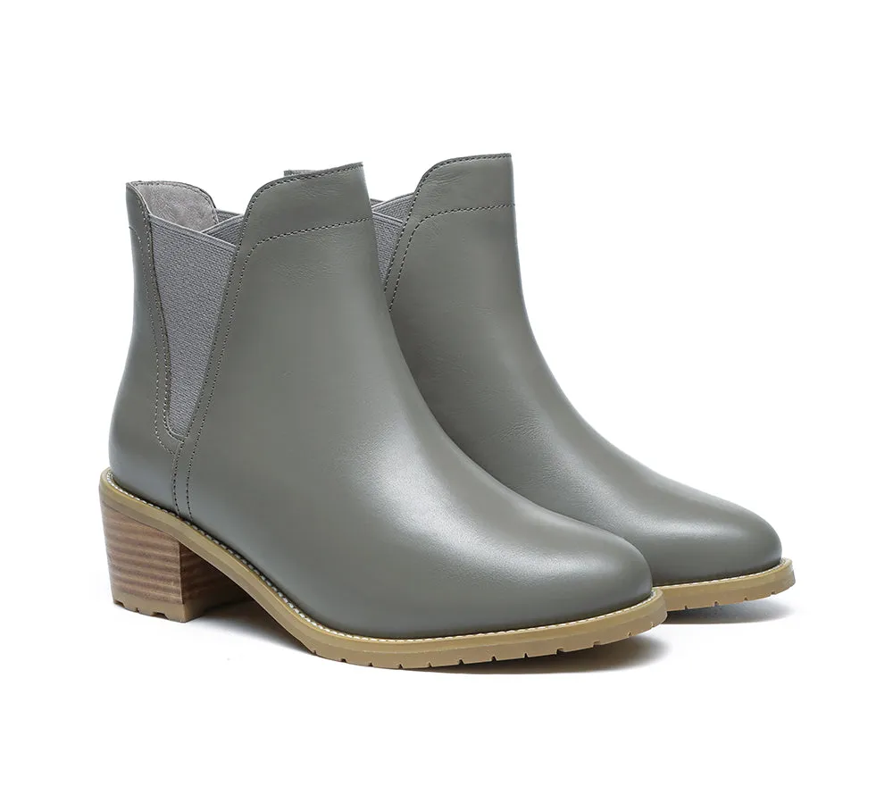 Women Leather Heels Boots Chelsea