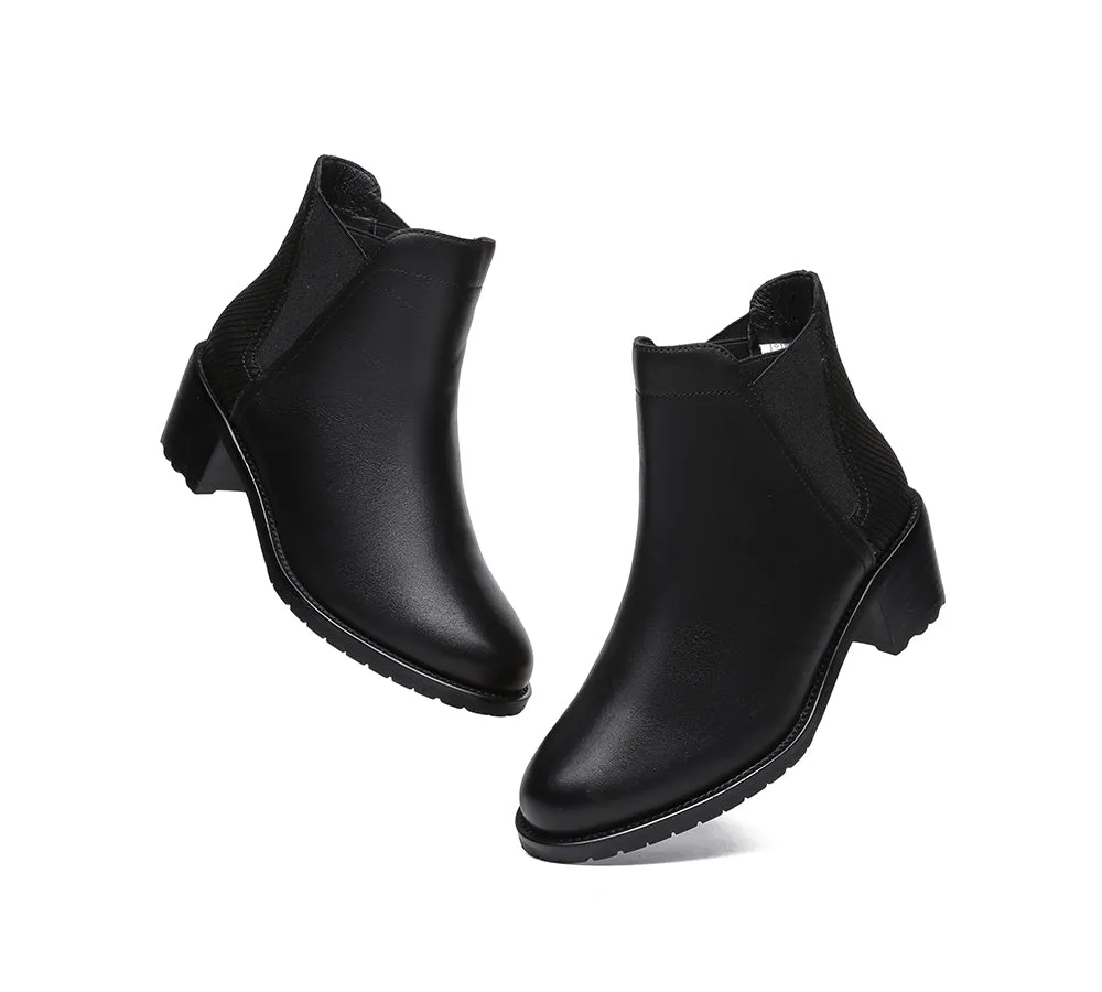 Women Leather Heels Boots Chelsea