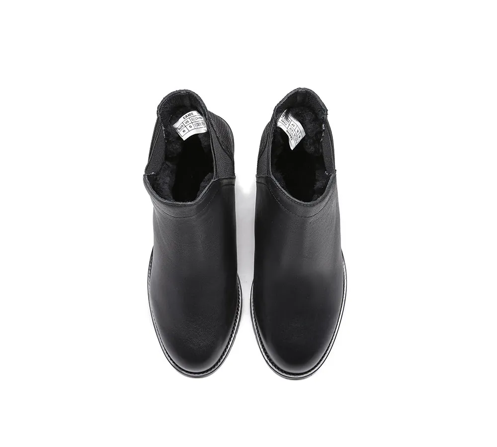 Women Leather Heels Boots Chelsea
