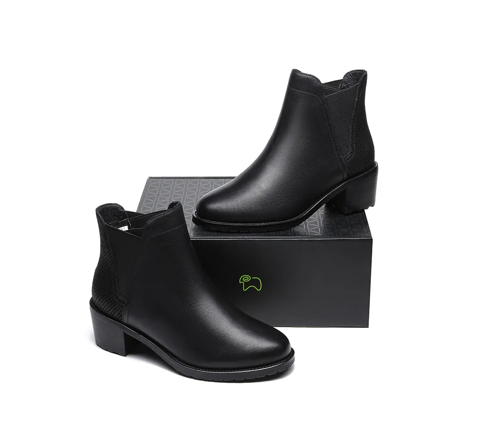 Women Leather Heels Boots Chelsea