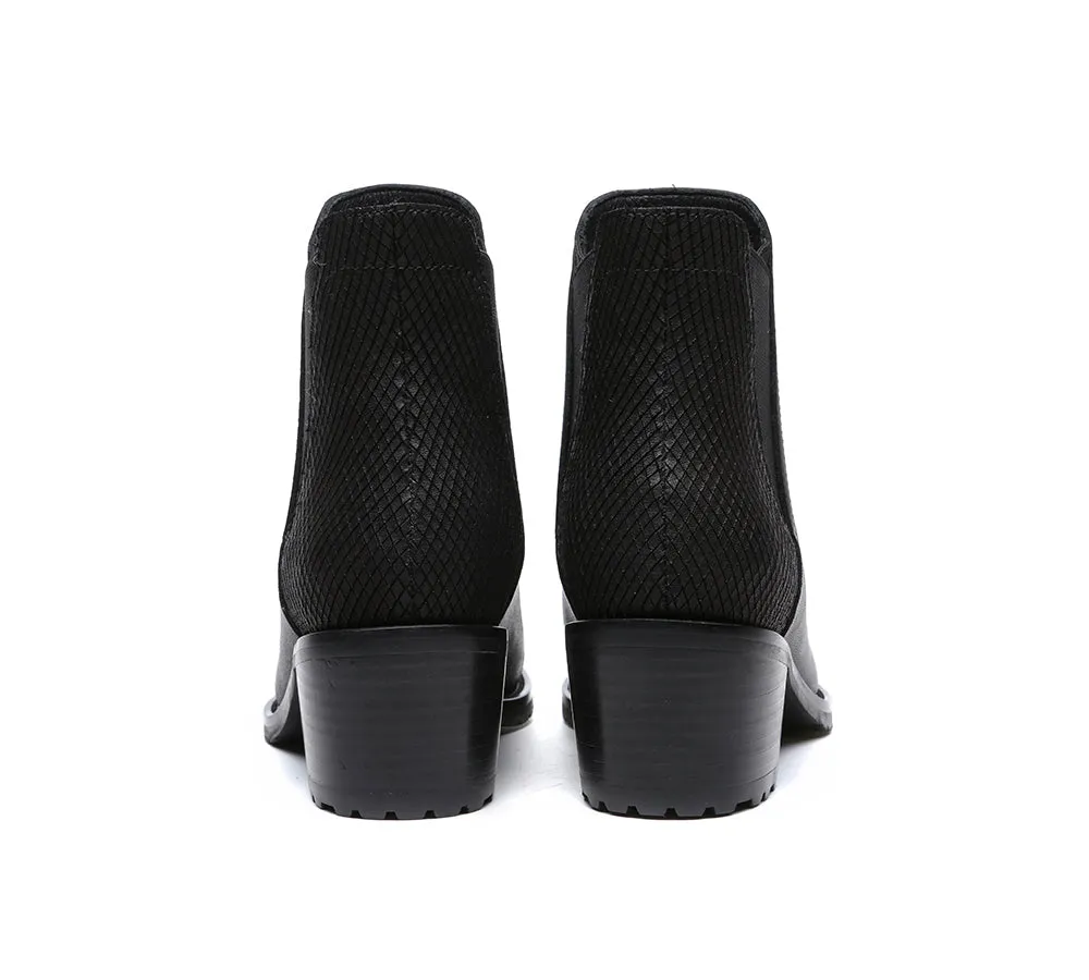 Women Leather Heels Boots Chelsea