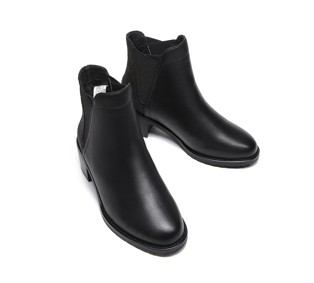 Women Leather Heels Boots Chelsea