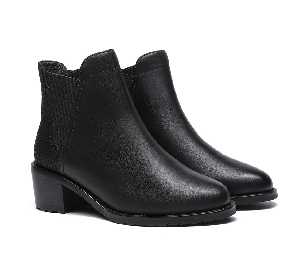 Women Leather Heels Boots Chelsea
