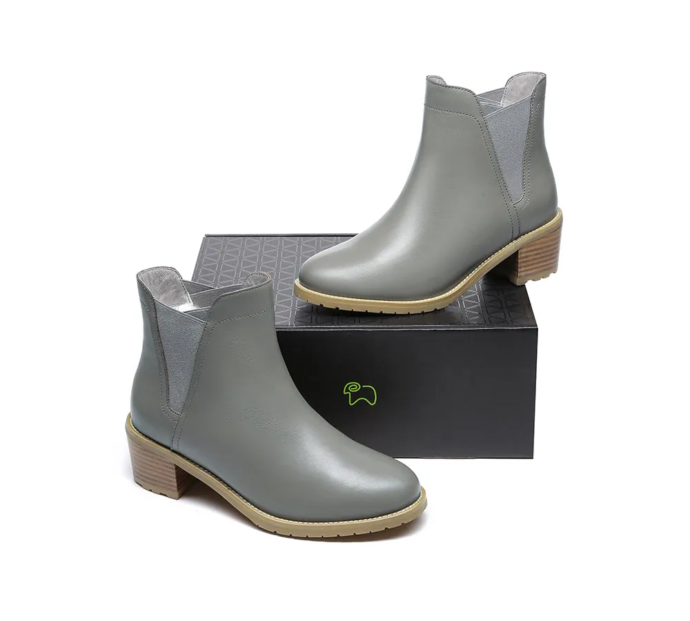 Women Leather Heels Boots Chelsea